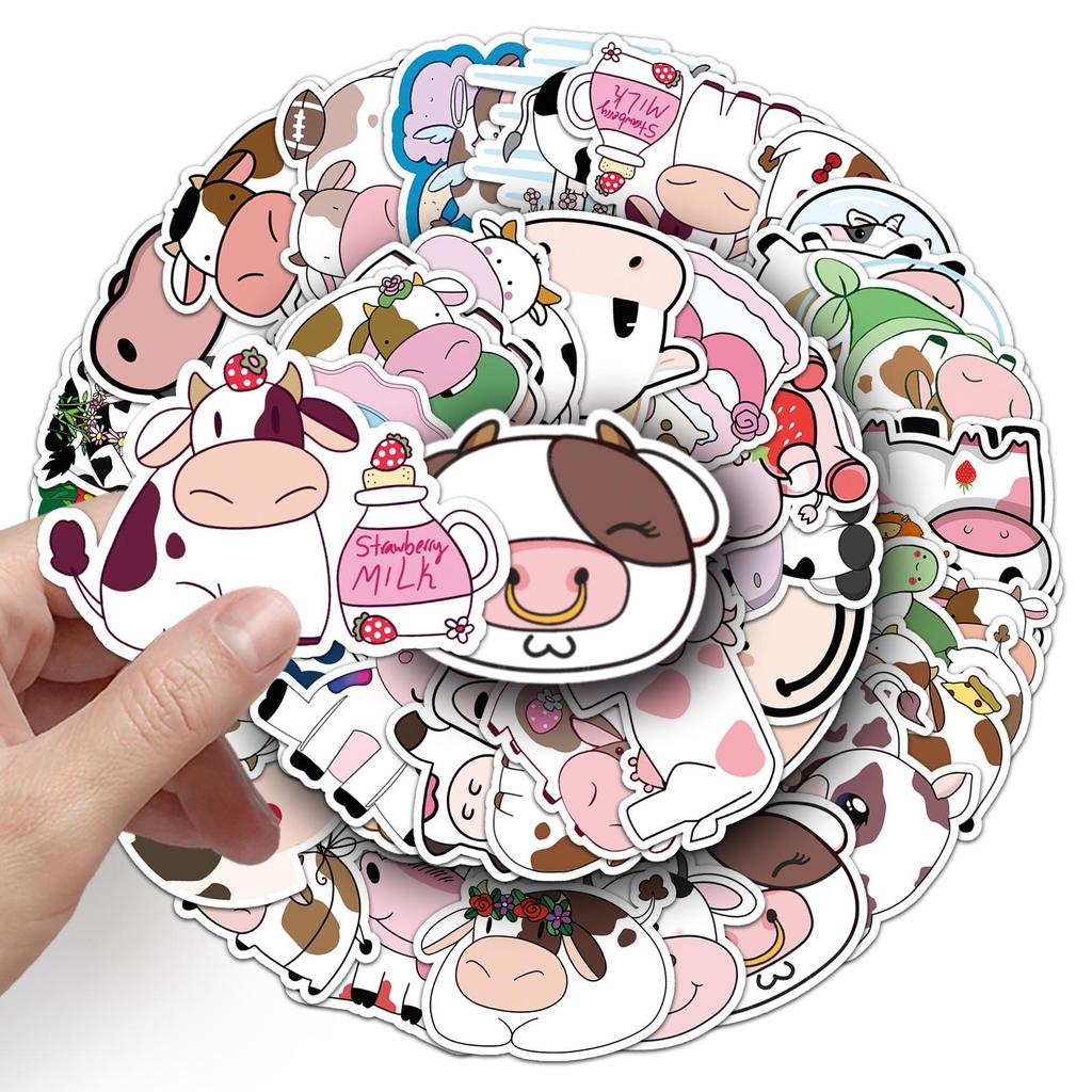 50 Cartoon Cow DIY Stickers for Scooters, Luggage, Motorcycles, Refrigerators, and Cars