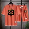Men's Summer Short Sleeved T-shirt Set, Comfortable and Fashionable Sports Top and Casual Shorts Two-piece Set