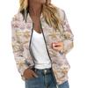 Women's Jacket Long Sleeve Lightweight Zipper Cropped Floral Printed Outerwear Casual Quilted Jacket With Pockets