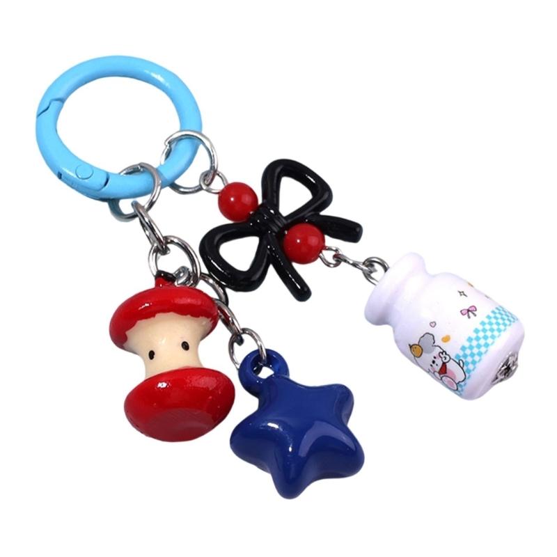 Car Keychain for Women Girls Cute Keychain Bag Charms Bows Star Mushroom Keychain Accessories for Backpacks,Wallets