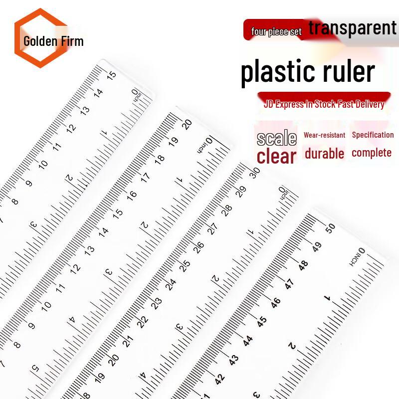 Jingu Lao Transparent Plastic Ruler Set Straight Ruler