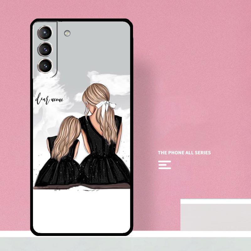 Black Brown Hair Baby Mom Girl Son Phone Case For Samsung Galaxy S24 S26 Ultra S20 S21 S22 S23 S25 Plus S10 S25 FE Cover Coque