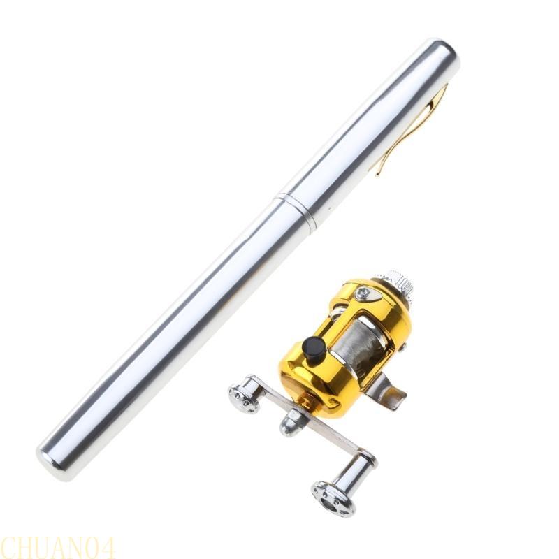 A1A2 Мини-телескопическая портативная карманная удочка-ручка из алюминиевого сплава + катушка