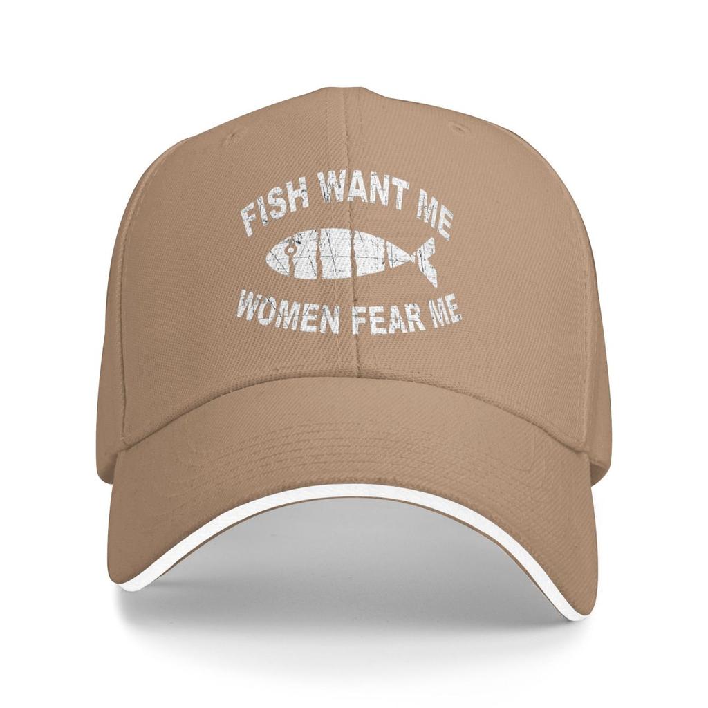 Fisk Vill Ha Mig Kvinnor Fruktar Mig Basebollkepsar Snapback Basebollhattar Andningsbara Casual Casquette Utomhus för Män Och Kvinnor