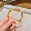 Gold-Plated Bamboo Brushed Bracelet: Ancient Method Openable Bangle, Niche Design, Versatile Jewelry