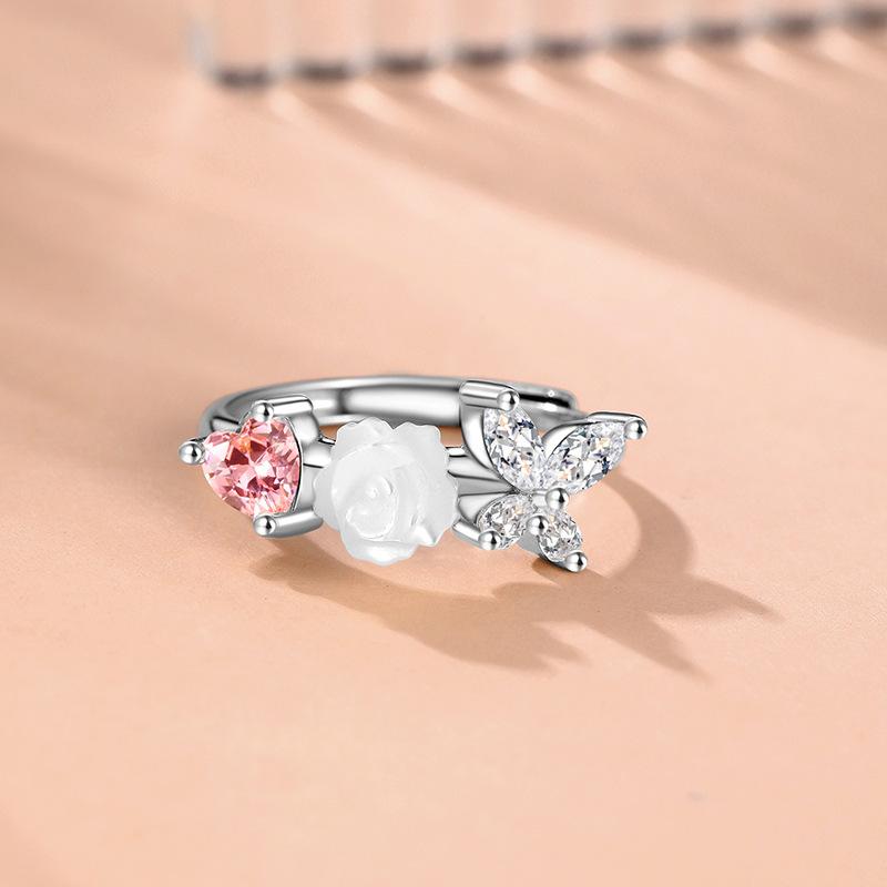 

Оригинальное кольцо с цветком «Танец бабочки», женское, с цветком, открытое, регулируемое, высококлассное, универсальное кольцо