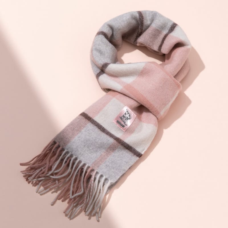 RECLOW RECLOW LAND 100% Cashmere Check Muffler Pink