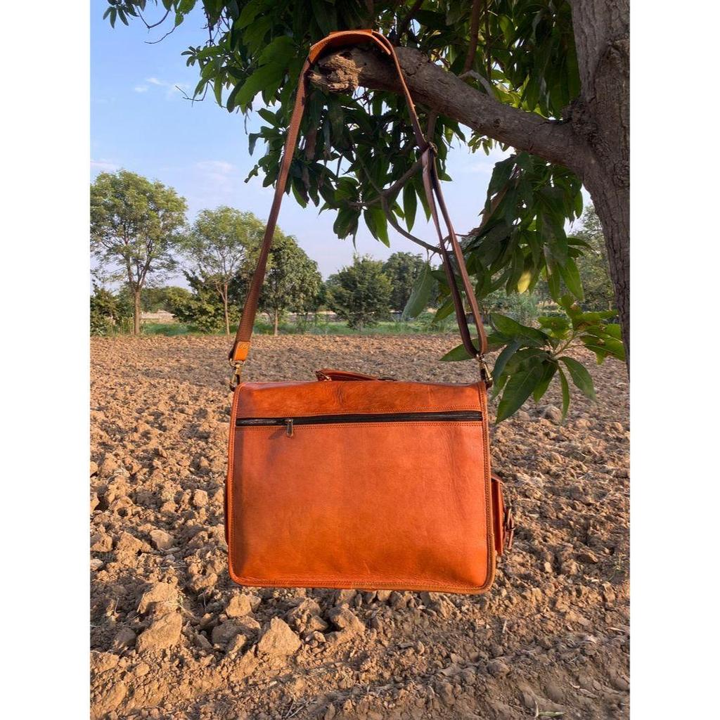 Handmade Leather Messenger Bag: Laptop Briefcase, Crossbody Satchel
