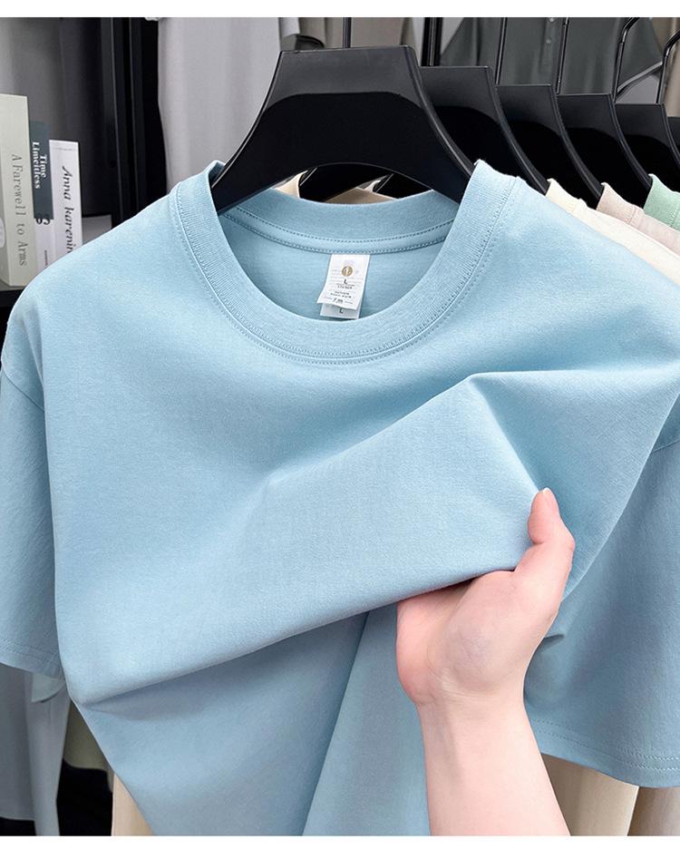 Men's 100% Cotton Casual Short-Sleeve Round Neck T-shirt - Solid Color, Summer Style