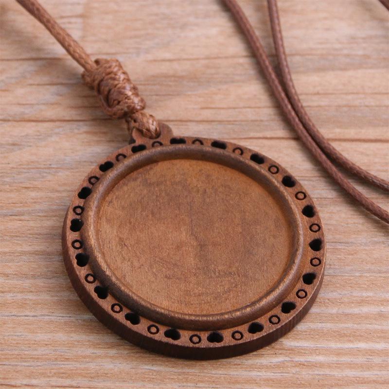 

Ожерелье-кулон 13 стилей DIY с полым Камнем времени и кружевной деревянной основой