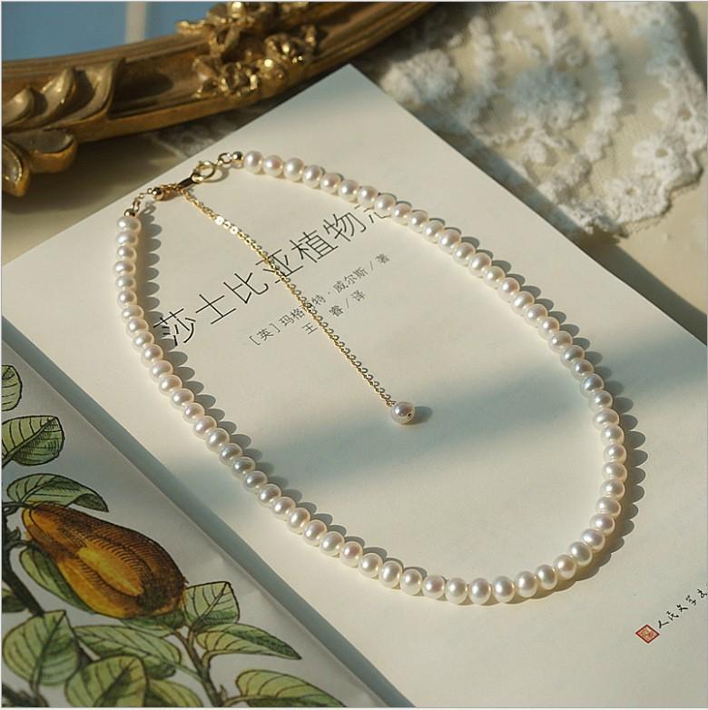 Near Round Freshwater Pearl Necklace Special-Shaped Baroque Irregular Pearl Temperament Clavicle Chain Pull Adjustable