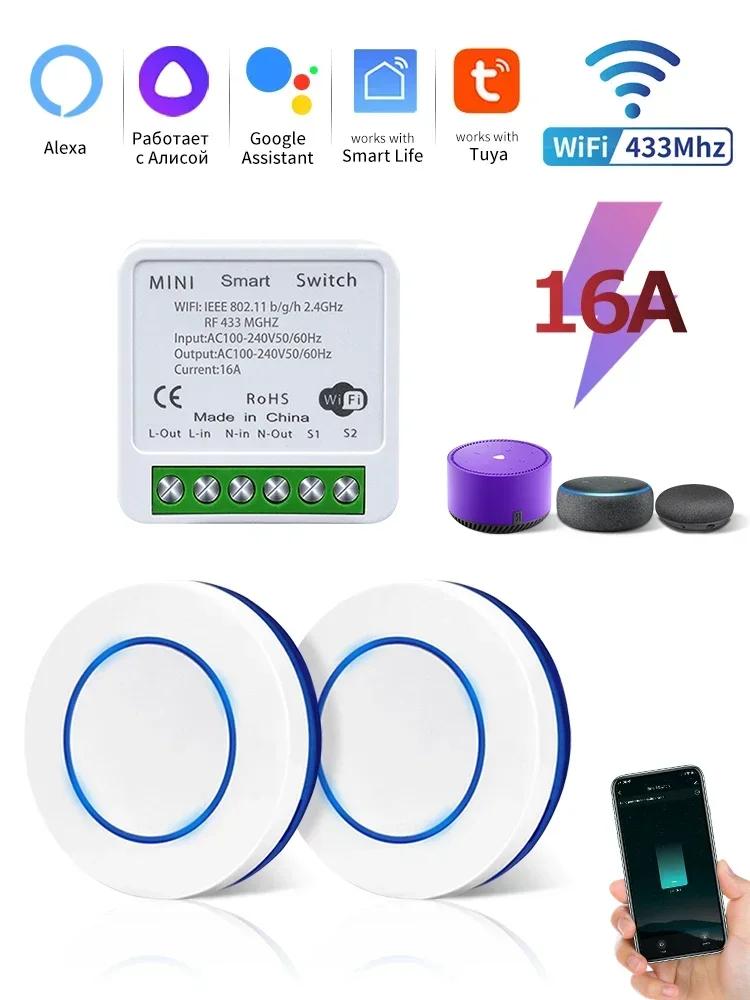 Tuya WiFi Smart Switch Relay RF433Mhz Wireless Remote Control Switch Smart Life App Voice Control With Alexa Google Home Alice