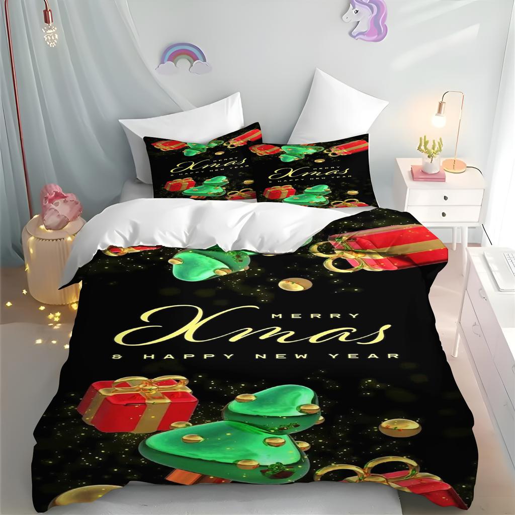 Christmas Quilt Cover, Cartoon Anime, Duvet Printed Comforter, Polyester Bedding, Twin Size, Children Gift, Various Sizes