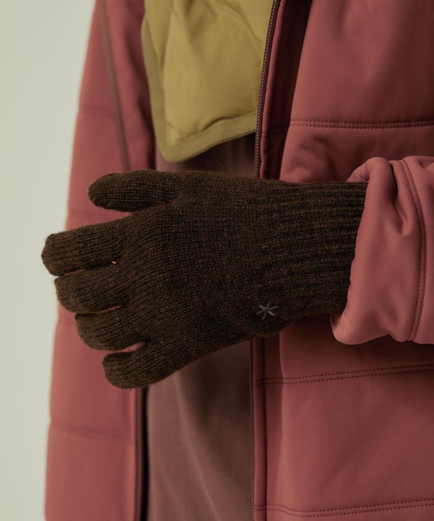 Snow Peak Washable Wool Knit Gloves and Dark Brown 2 AC-25AU025, Men's Women's,