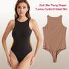 Kardashian Style Double-Layer High-Elastic Tummy-Control Bodysuit with Round Neck