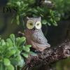 Miniature Owl Figurines Mini Simulation Resin Figurine, Lifelike Feather Texture Animal Statue, Weather-Resistant Micro Woodland Creatures Landscape