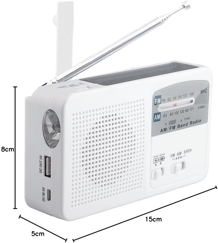 Fsjun Tragbares Notfall-FM-AM-Radio 500mAh Breitband-FM Lädt Strom IPX3 Outdoor Beinhaltet Japanische Bedienungsanleitung Radio, & Kompatibel, Hohe Kapazität