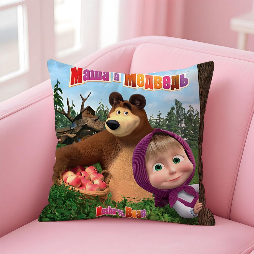 

Мультяшна M-Маша та ВедмідьS Наволочка Зручна Двостороння Наволочка Ідеально для Автомобіля Дивана Спальні та Іншого 16x16Inch