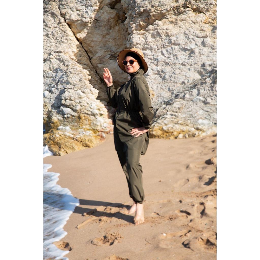 Geanta Geanta Taie Elastica Costum De Baie Hijab Set 2 Piese Bleumarin