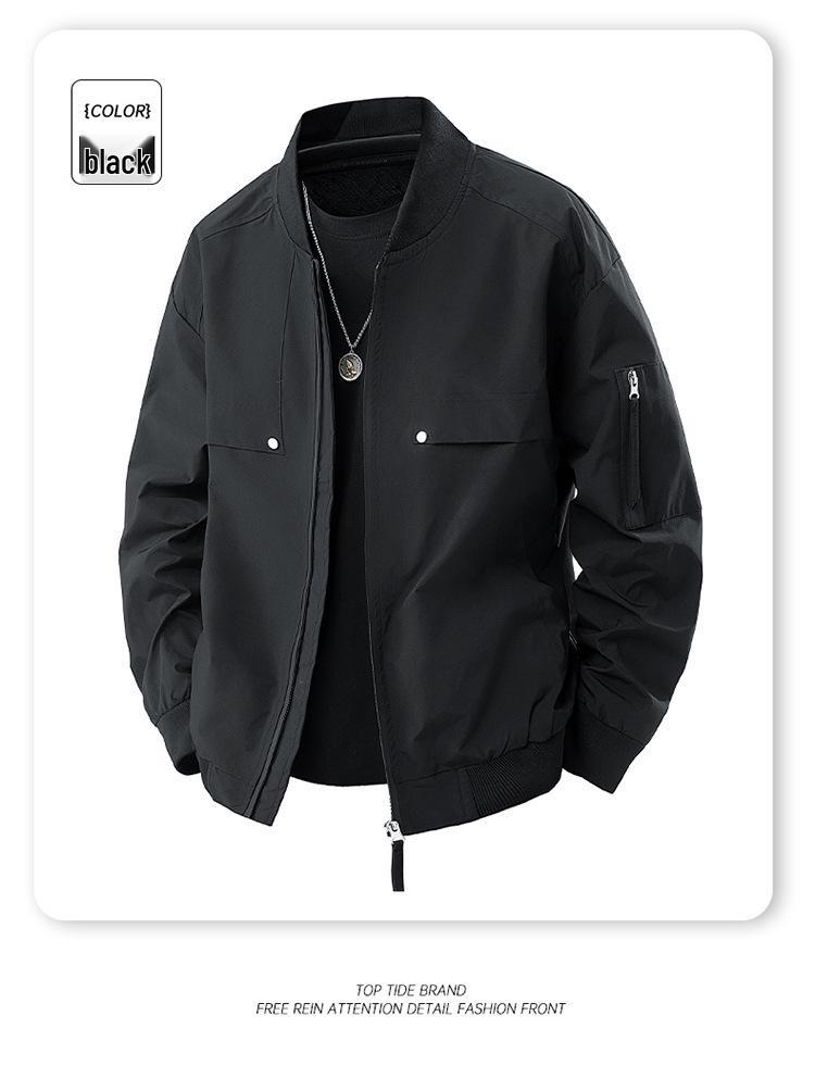 Men's Casual Loose Baseball Collar Workwear Jacket for Spring & Autumn Fashion