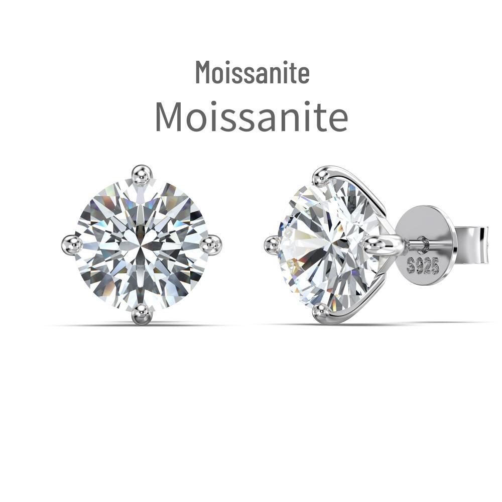 Mo Sang S925 Sterling Silver D Color 2 Carat Stud Earrings for Women - Super Sparkle & Exquisite Design S925 Silver