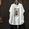 T-shirt Women Versatile Cotton Summer Casual Large Size Loose Round Neck Pullover Short-sleeved Tops
