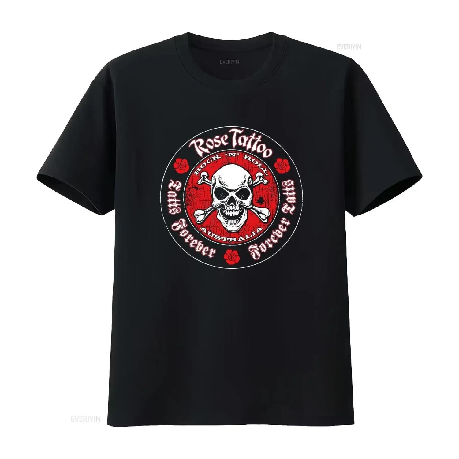 

NEW Rose Tattoo BAnd Logo Family Black All Size T Shirt short sleeves vintage Washed Stylish Soft fashion S чёрный
