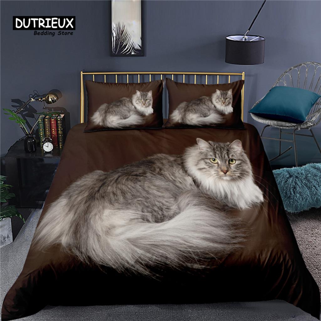 Luxury 3D Pet Cat Print Home Living Comfortable Duvet Cover Pillowcase Kids Bedding Sets Queen and King EU/US/AU/UK Size