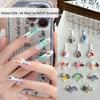 Ancient Jade Fan & Vase Nail Art Accessories with Ink Wash Rhinestones