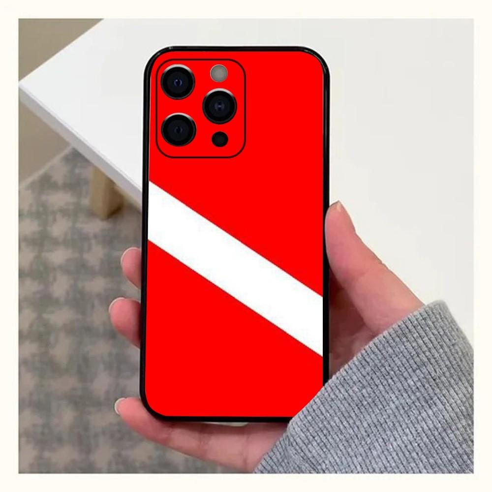 Scuba Diving Dive Flag Phone Case For Apple iPhone 15,14,13,12,11,Pro,X,XS,Max,XR,Plus,Mini Soft Black Cover