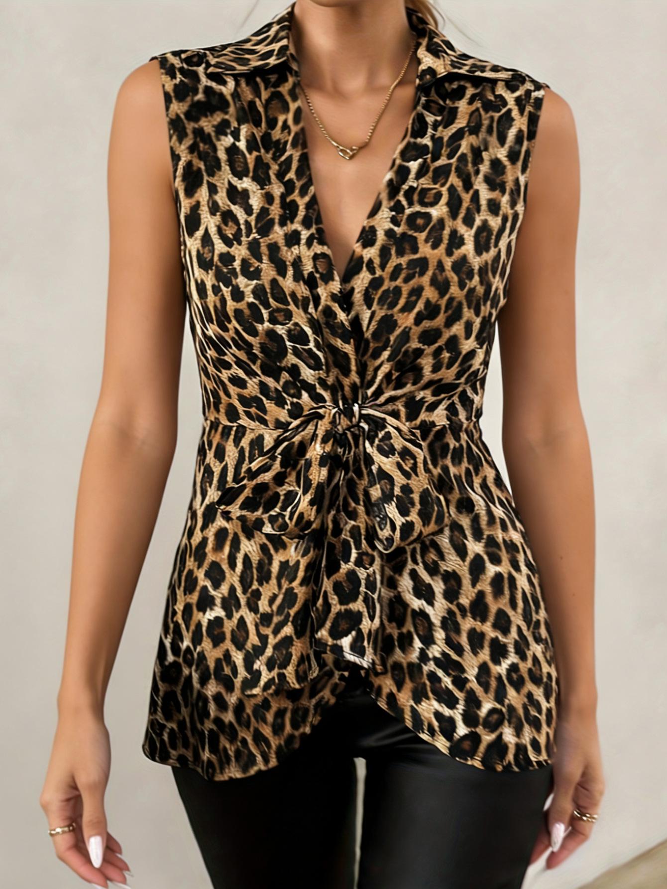 Plus Size Leopard Print Sleeveless Vest - Slimming Summer Base Layer & Stylish Outerwear Large