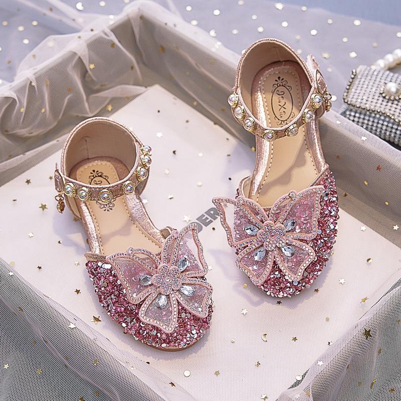 Butterfly Rhinestone Princess Shoes - 2025 Summer Soft-Sole Sandals for Girls