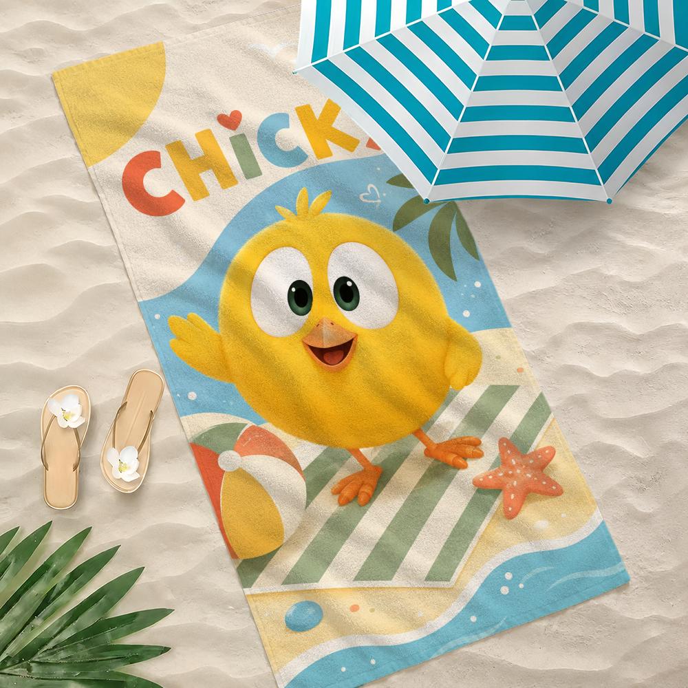 Cartoon Where's Chicky Towel Microfiber Beach Towel Quick Dry Absorbent Soft for Swimming Yoga Resort Travel Camping