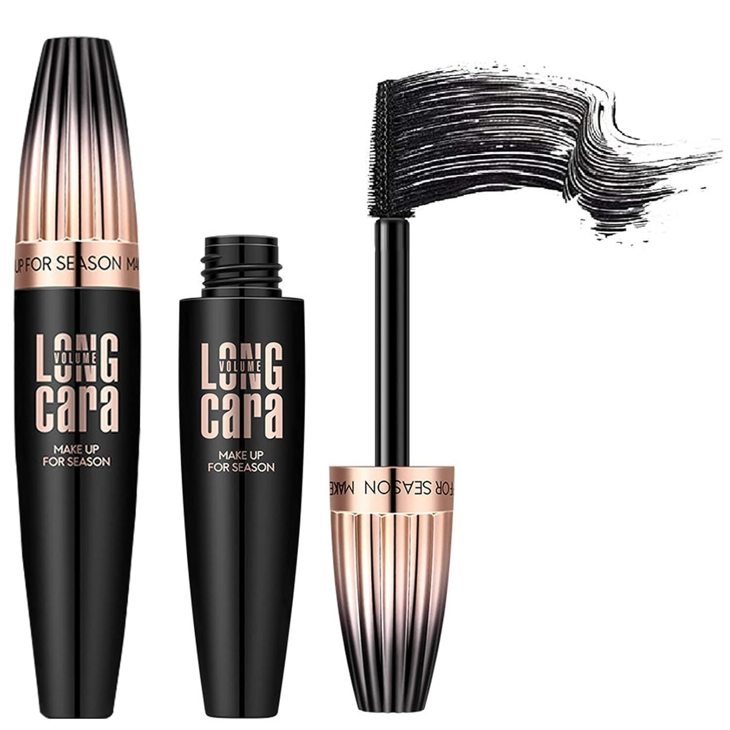 Silk Fiber Lash Mascara - Black,Volume & Length,Waterproof,Smudge Proof,Natural,Long Lasting (1 Pc) чёрный