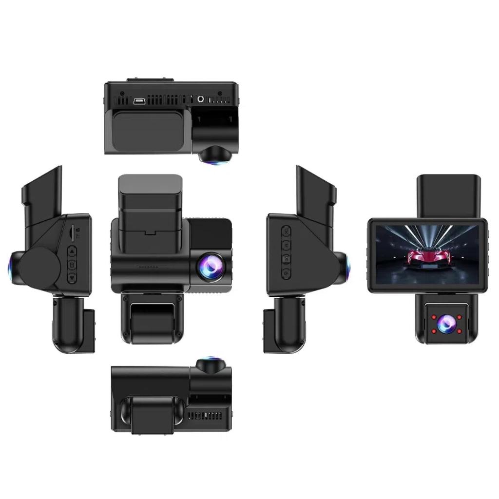 Dash Cam with Triple Recording, HD 1080P, WiFi, Infrared Night Vision, and Ultra-wide-angle Triple Lens