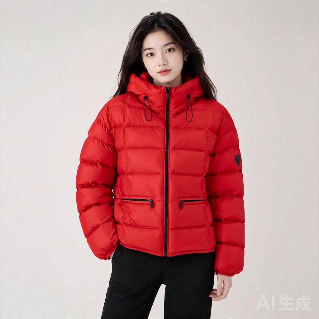 New hooded ribs puff cotton-padded clothes for women, small people, thickened warm cotton-padded clothes, loose cotton-padded jackets.