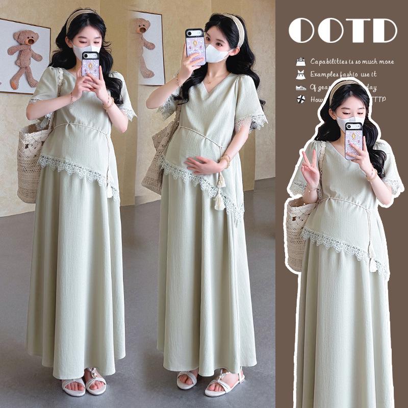 2026 Summer Korean Lace Patchwork Short Sleeve Top & Skirt Set - Available Now M