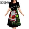 Christmas Tree Print Women Dresses 2026 New Fashion Cute Santa Claus Casual Short Sleeve O-Neck Loose A-Line Party Dress Vestido