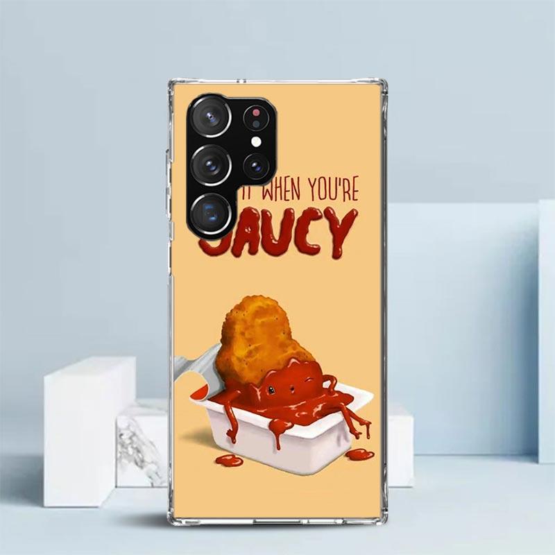 Cute Cartoon Food Poster Phone Case For Samsung Galaxy S24 S25 Edge S26 Ultra S22 S23 Plus S21 + S20 FE Soft TPU Back Cover Gala