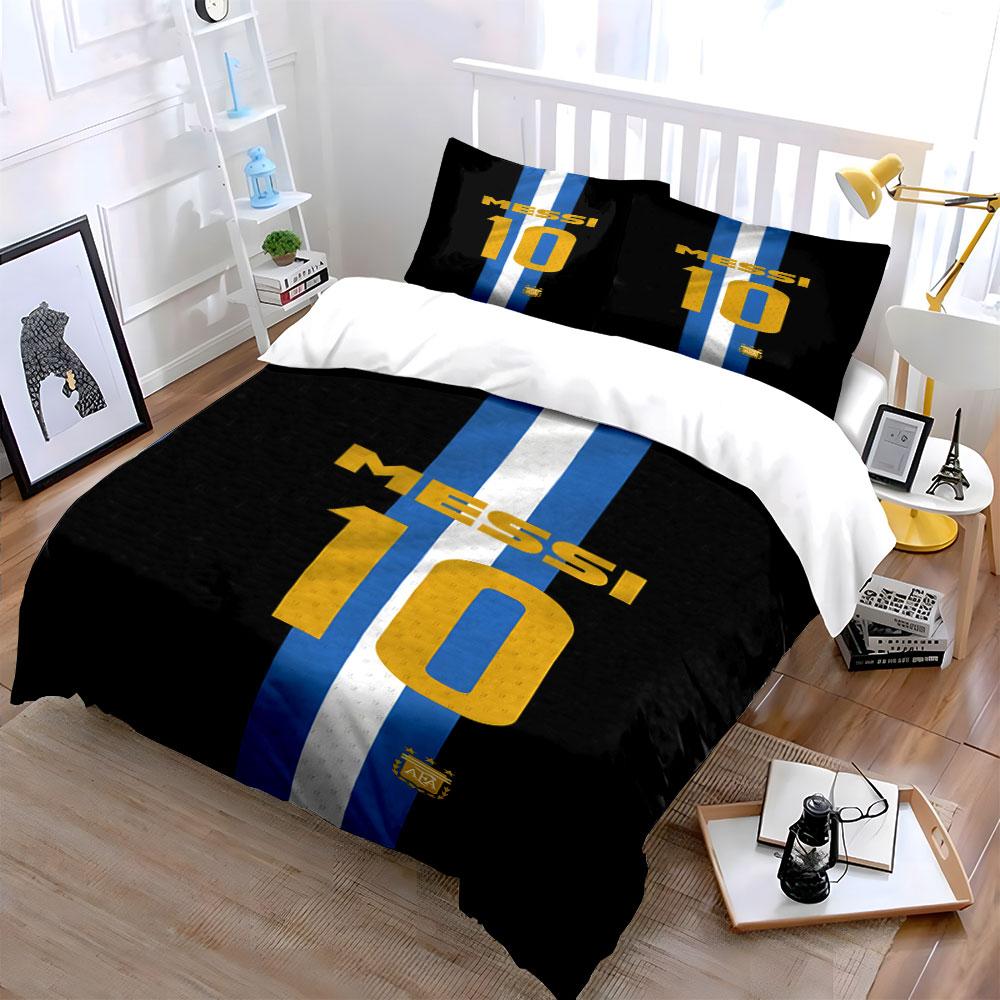 Blue-white Stripes, Messi's Name. Bedding Sets Duvet Cover Sets Duvet Covers Pillowcases(1 * Duvet Cover 2 * Pillowcases Without Duvet Insert)
