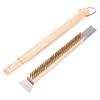 1 Pcs Portable Pizza Oven Long Wood Handle Cleaning Brush Easy Cleaning Hard Bristles Grill Brush For Pizza Oven Grill Cleaning