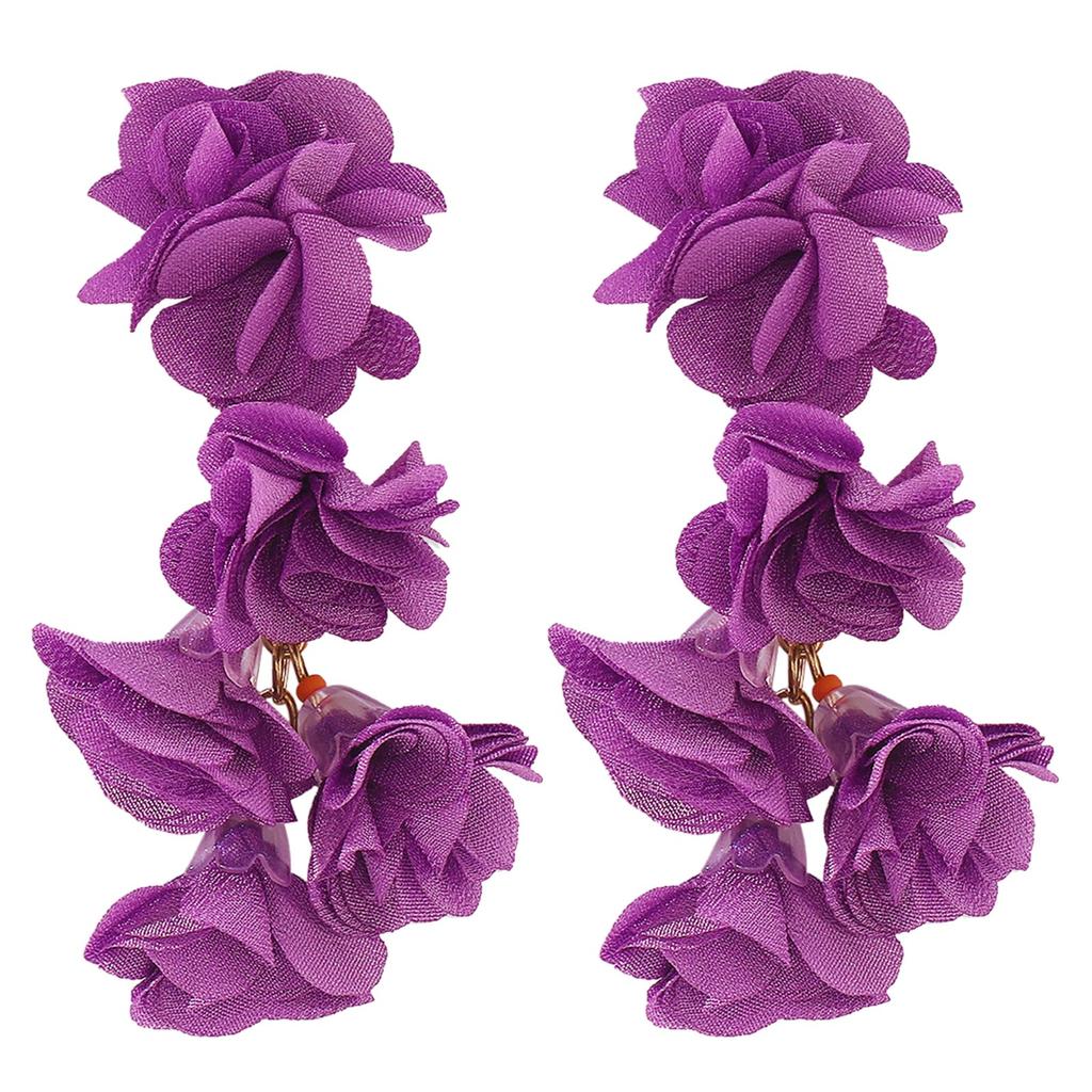 Elegant Flower Dangle Earrings Handmade Flowers Earrings Floral Exaggerate Earrings Bohemian Ornament for Women Girls