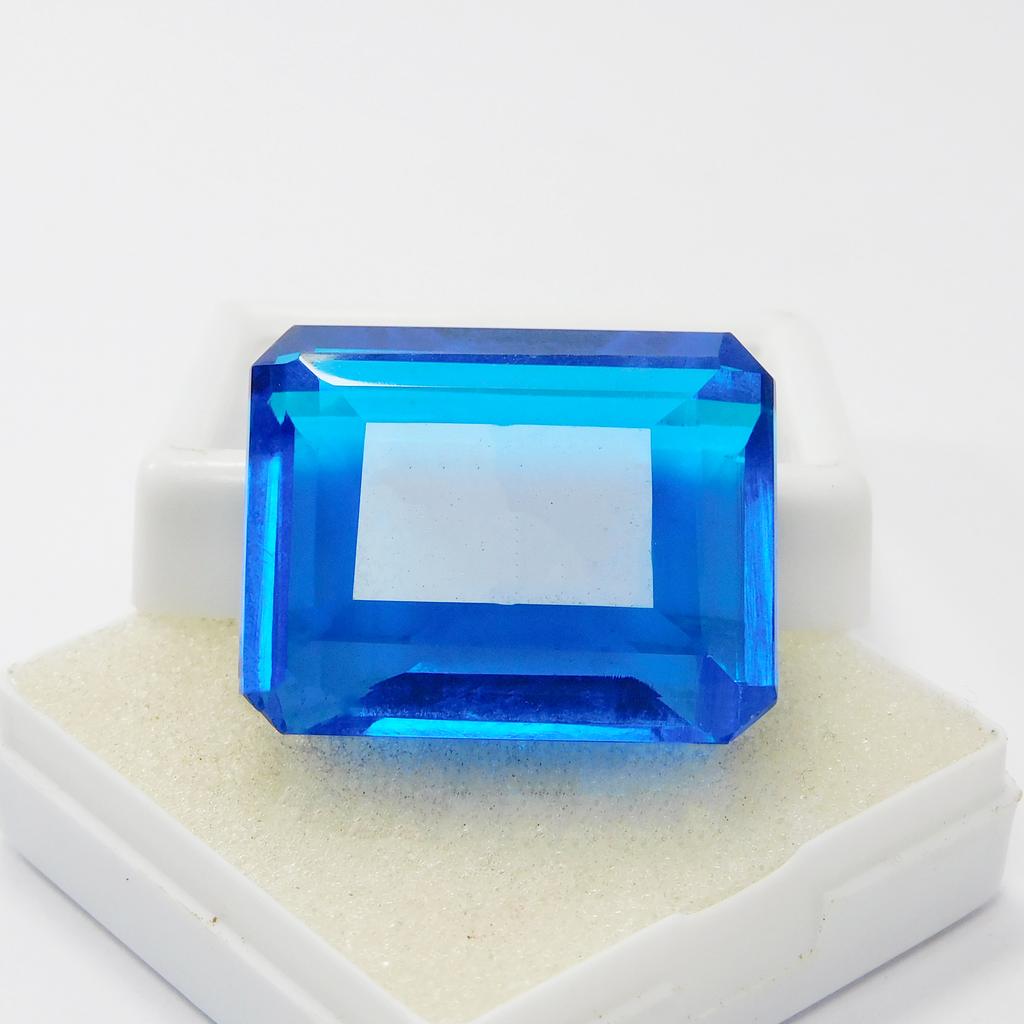 Lab-Created Blue Tanzanite Loose Gemstone Emerald Cut 75.95 Ct for Jewelry Making and Crafts