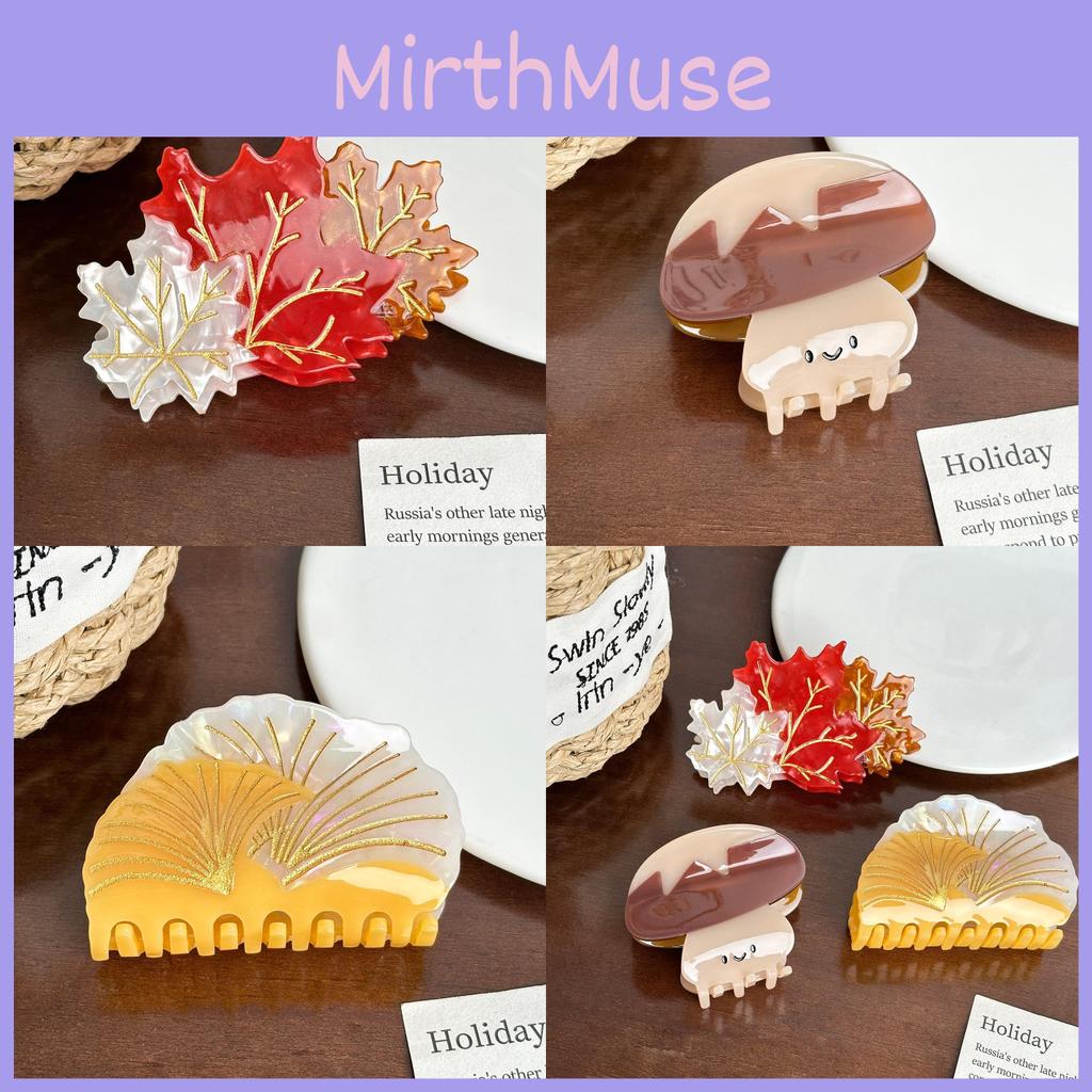 Stylish Maple Acetate Leaf Hair Clip Charming Mushroom Claw Clip Women For