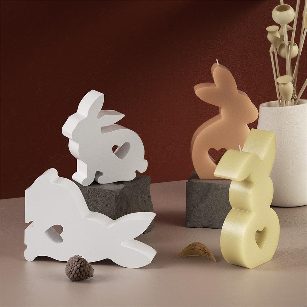 3D Heart Bunny Silicone Mold for Candle Making Soap Crafting Resin Casting Flexible Non-Stick Material Suitable for DIY Art Projects