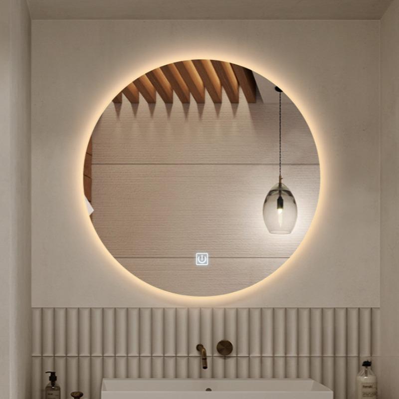 Runde Spiegelleuchte, Badezimmerspiegel, Badezimmer mit Licht, LED Touchscreen Sensorleuchte Touch Entnebelung, Wandleuchte