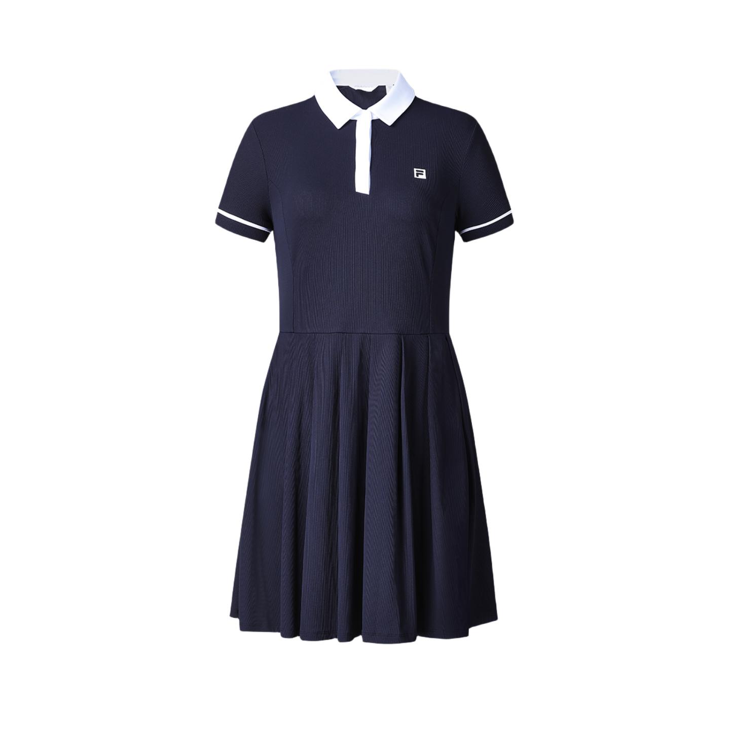 

Fila SS24 Платье для гольфа с плиссировкой и шортами, женское, с логотипом бренда, в стиле колор-блок, для защиты от солнца, цвет морской волны A11W425310FDB L