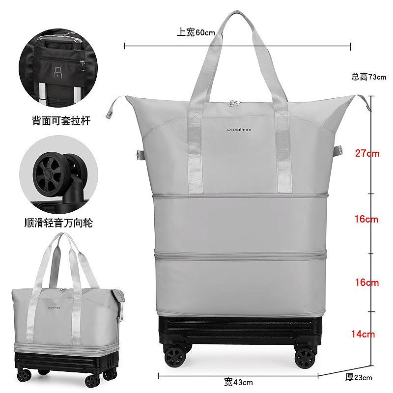

Large-capacity travel bag universal wheel going out to work multi-purpose luggage bag two-layer expansion moving storage bag one size fits all светло-серый