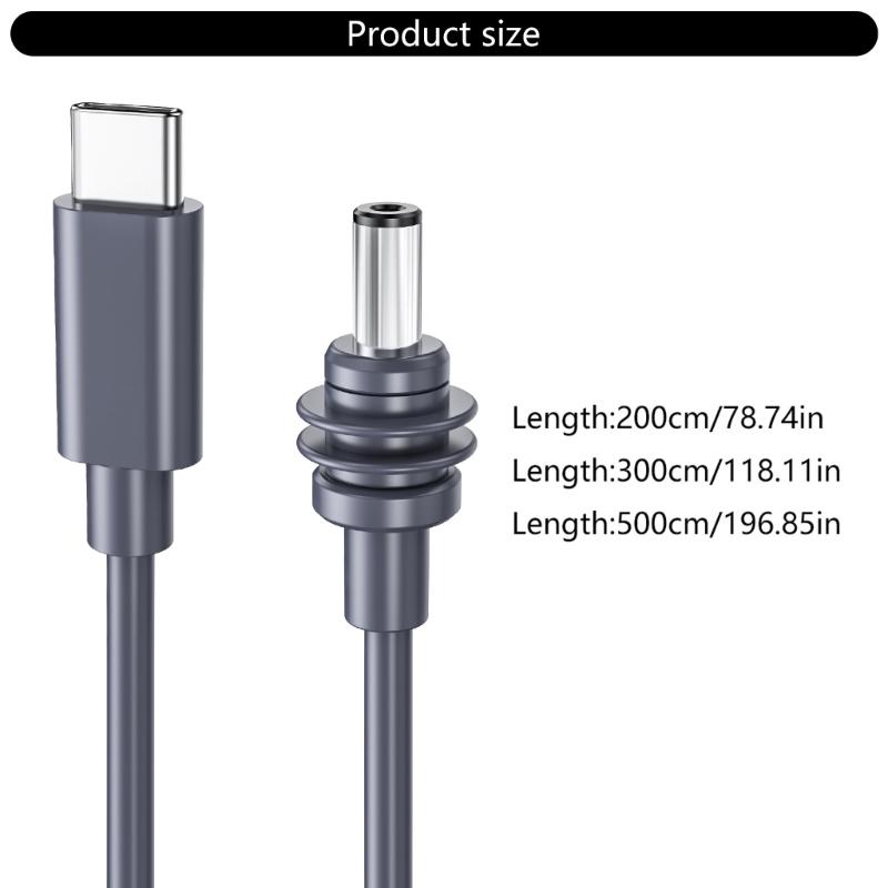 2/3/5M Multiple Lengths USB Type C to DC5521 Power Adapter Cable for Satellite Waterproof Portable Power Adapter Cable