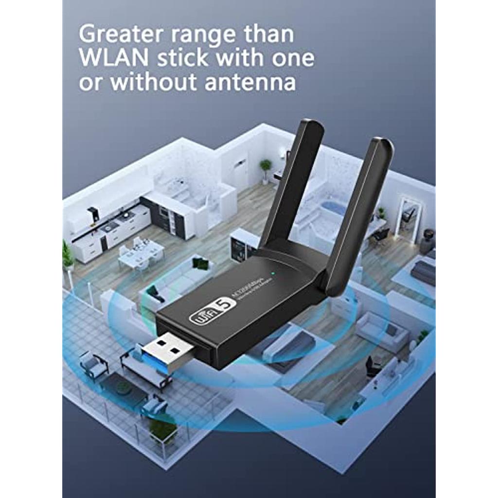 Wifi Dongle,1200Mbps USB WI-FI Adapter Dual Band 5.8GHz / 2.4Ghz Mini Wireless Network for Windows XP/Vista/7/8/10 Mac OS X 10